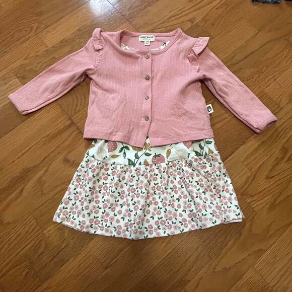 Rabbit Bear Pink Cardigan and Floral Dress Set 24 Month - Picture 1 of 7